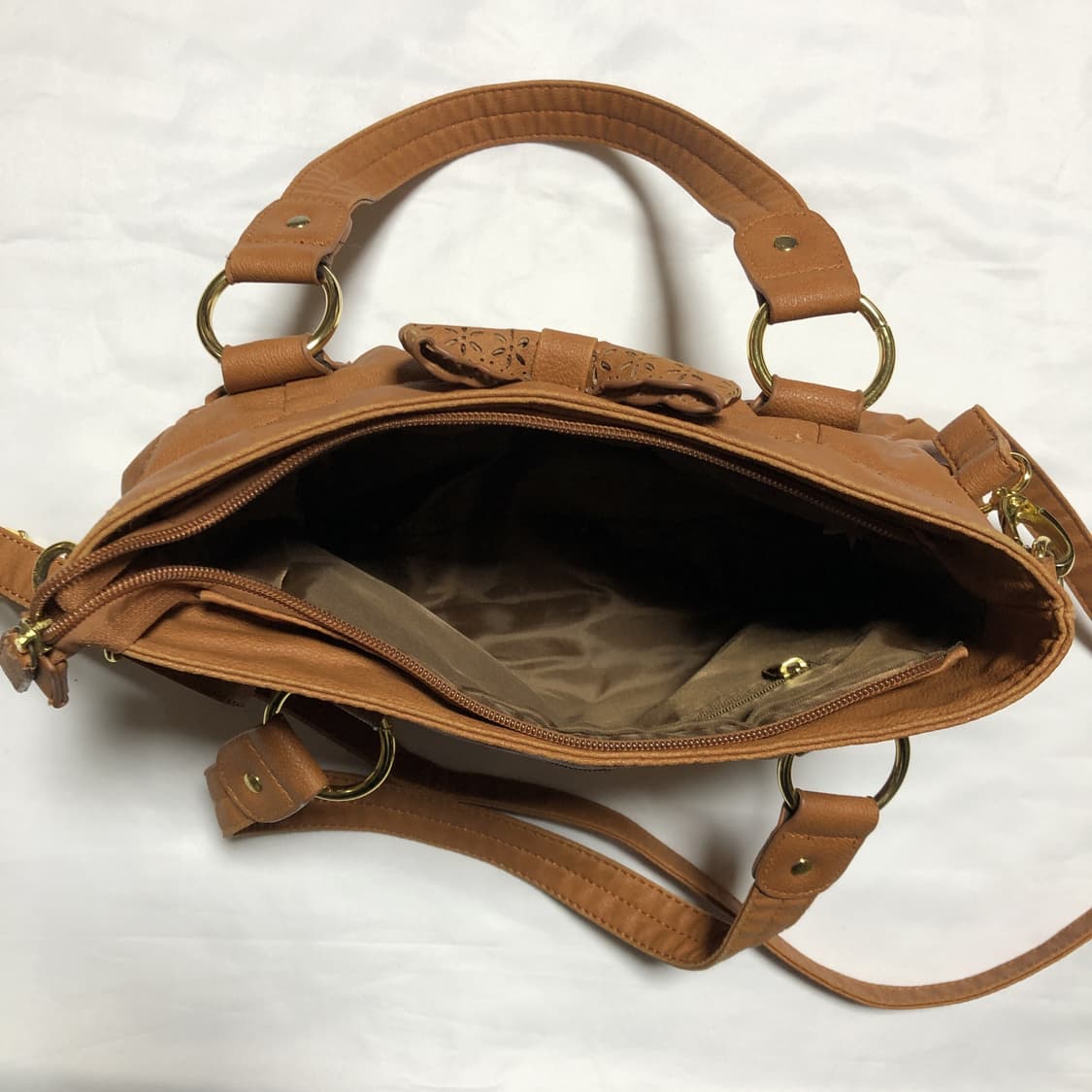 리본 펀칭 숄더백 브라운 상품이미지6