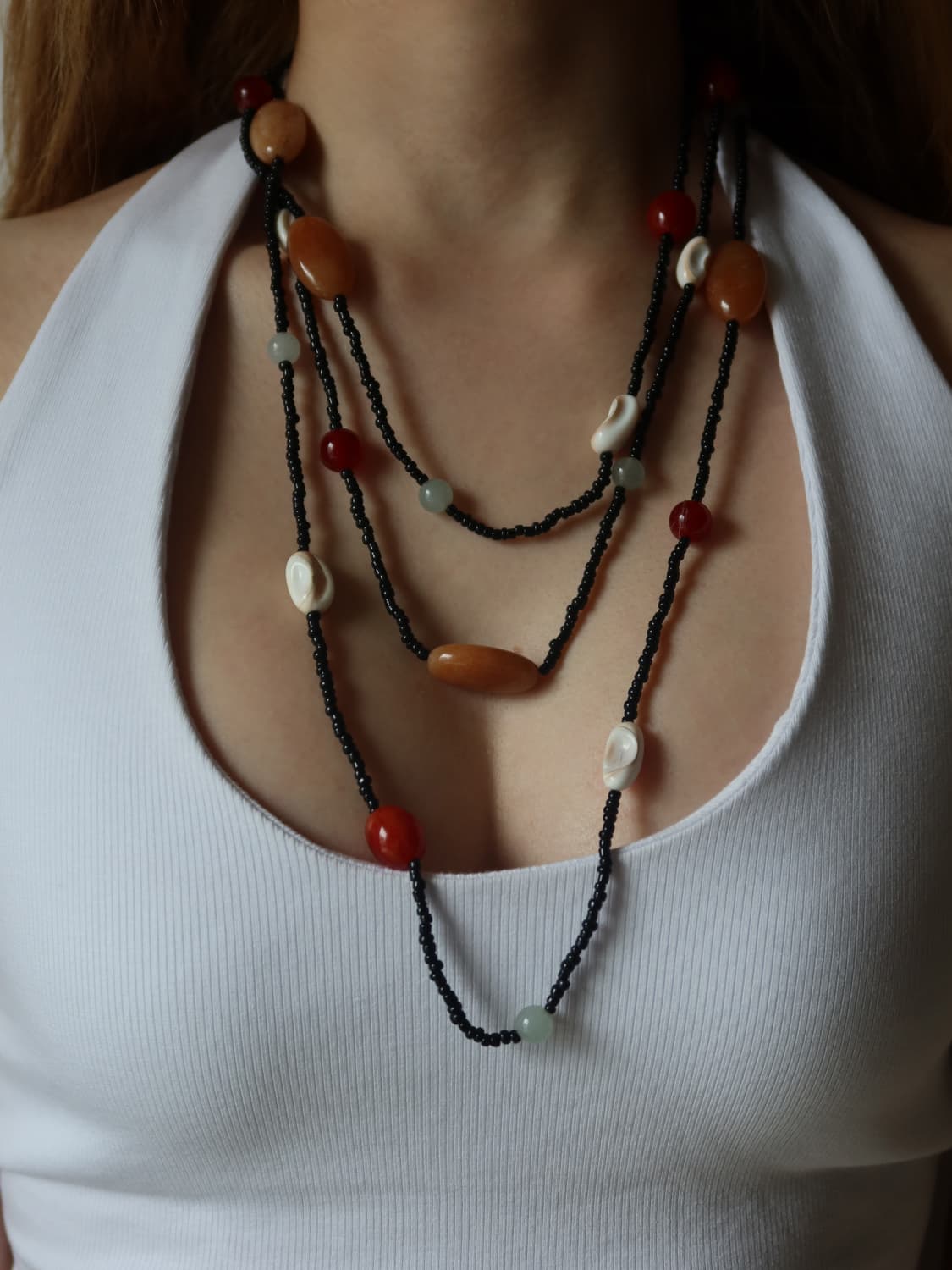 triple-layered bohemian bead necklace 상품이미지1