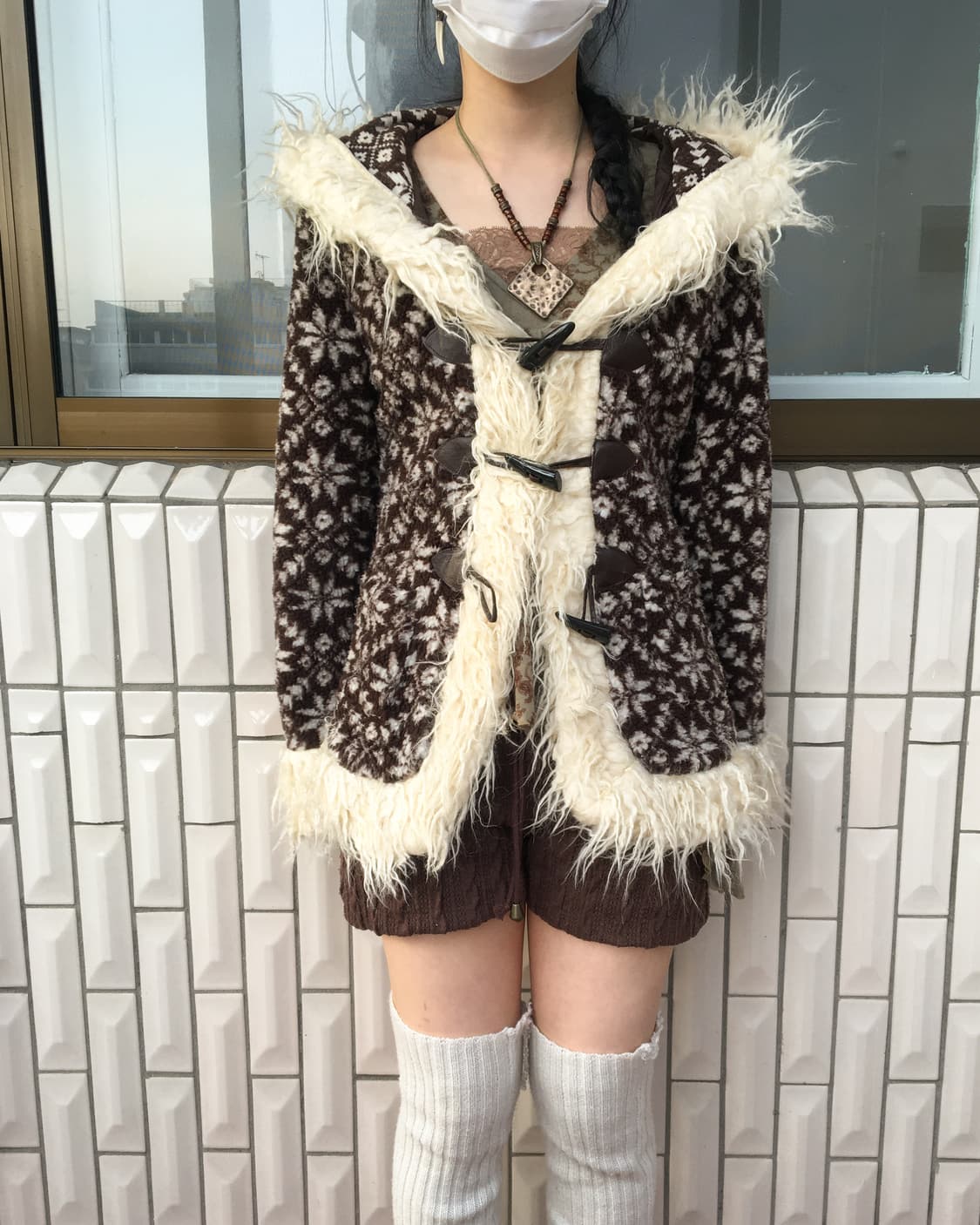Fluffy trimming snow pattern fleece duff 상품이미지6