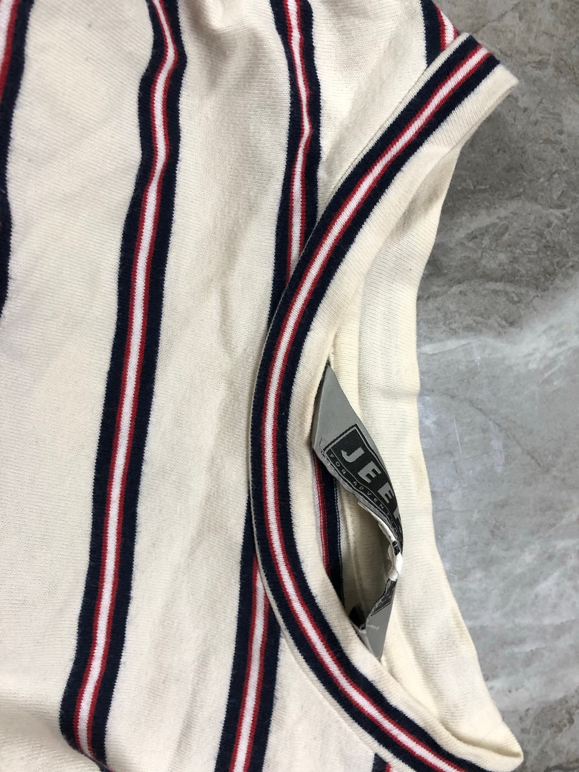 빈티지 지프 아이보리 스트라이프 티셔츠 상품이미지8