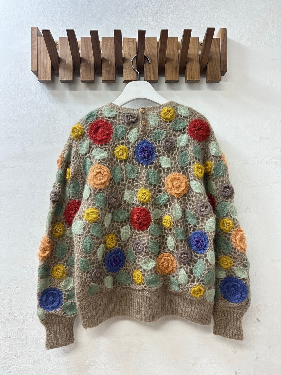 일본빈티지 울 모헤어 크로셰 멀티 컬러 플라워 자수 스웨터 니트  상품이미지4