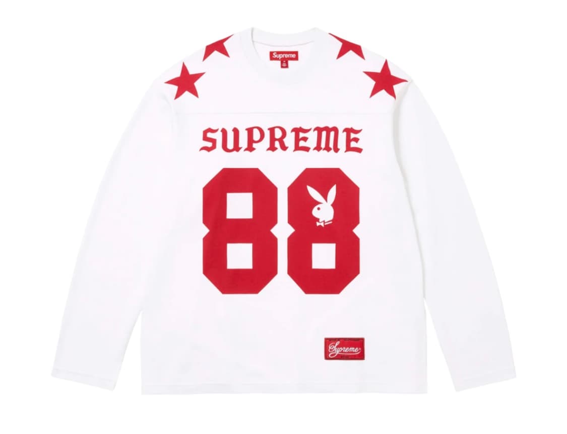 슈프림 플레이보이 풋볼탑 롱슬리브 티셔츠 화이트 상품이미지1