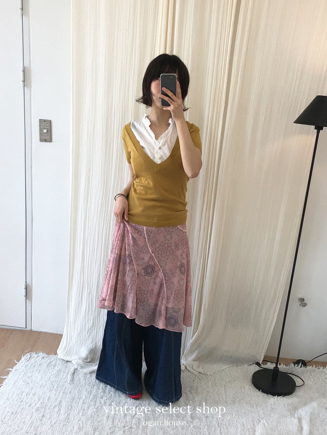 vintage pink paisley skirt 상품이미지5