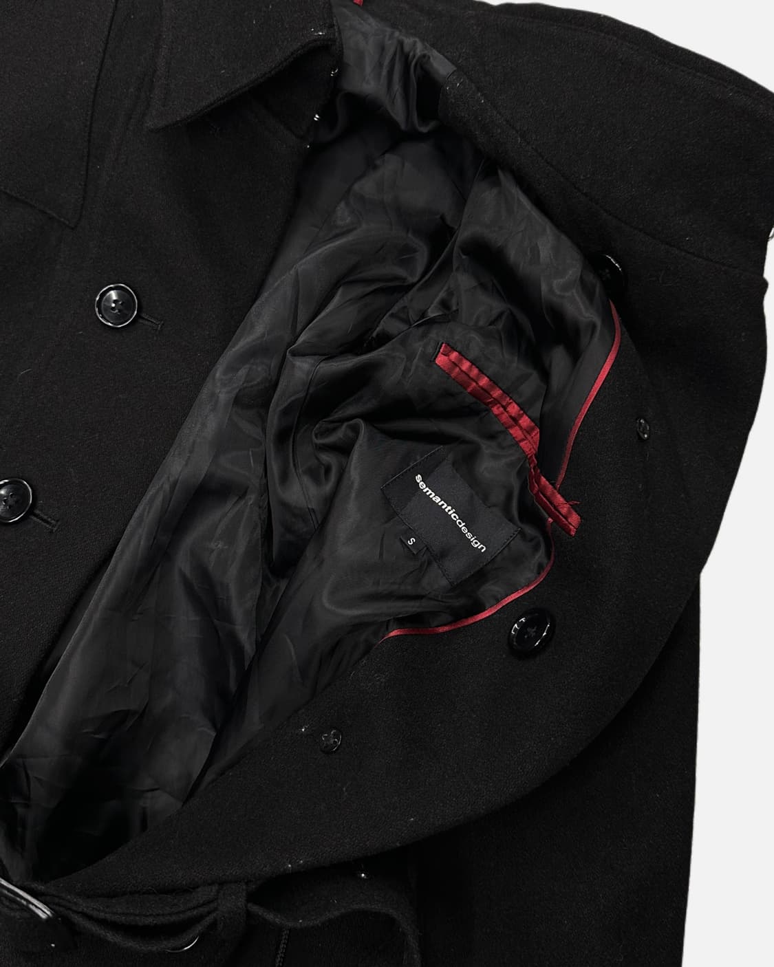 SEMANTIC DESIGN black wool belted coat 상품이미지4