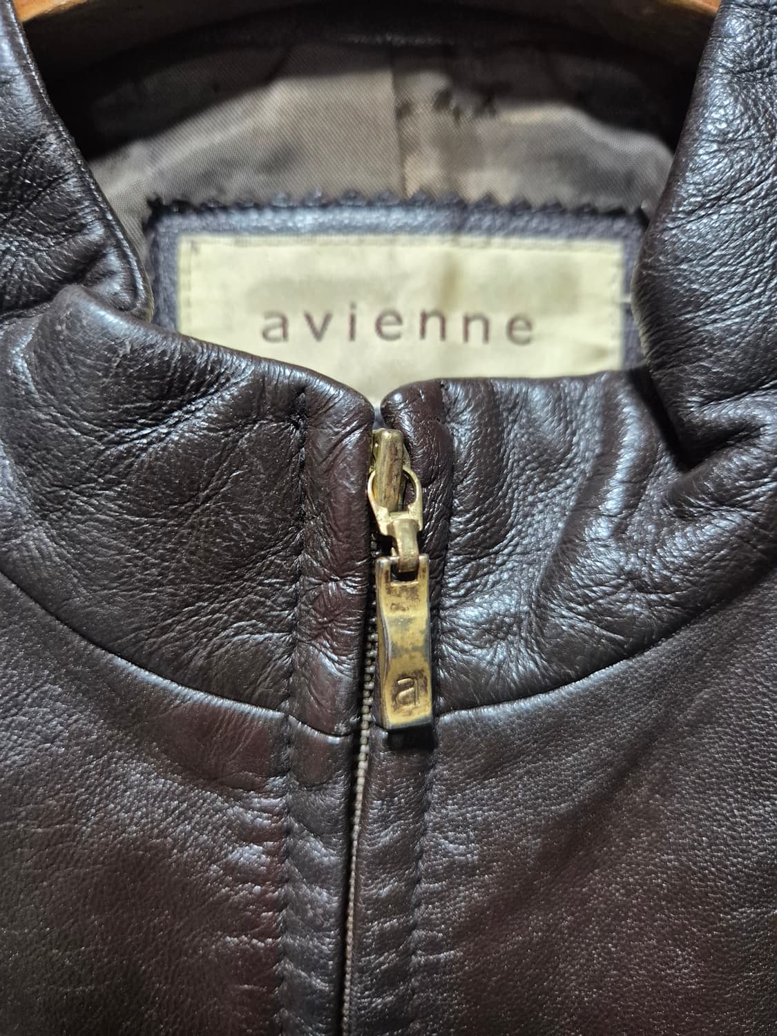 JPN 빈티지 초코브라운 양가죽 지퍼 자켓 상품이미지4