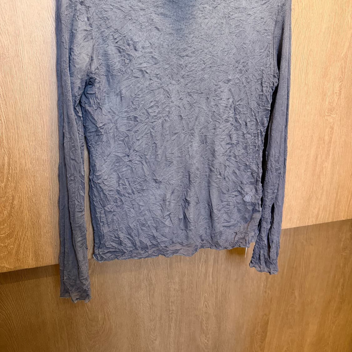 빈티지 터틀넥 티셔츠 크링클 텍스처 레이어드 디테일 라이트 퍼플 상품이미지4