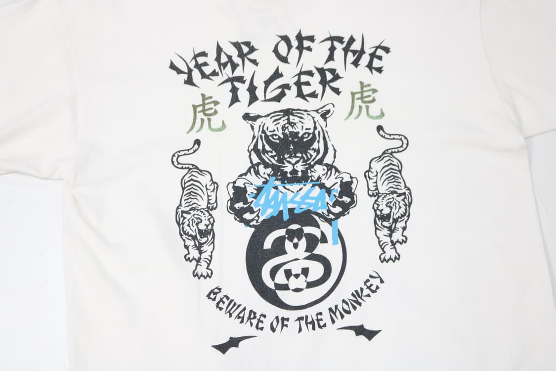 Stussy 스투시 빈티지  타이거 그래픽 화이트 반팔 상품이미지3
