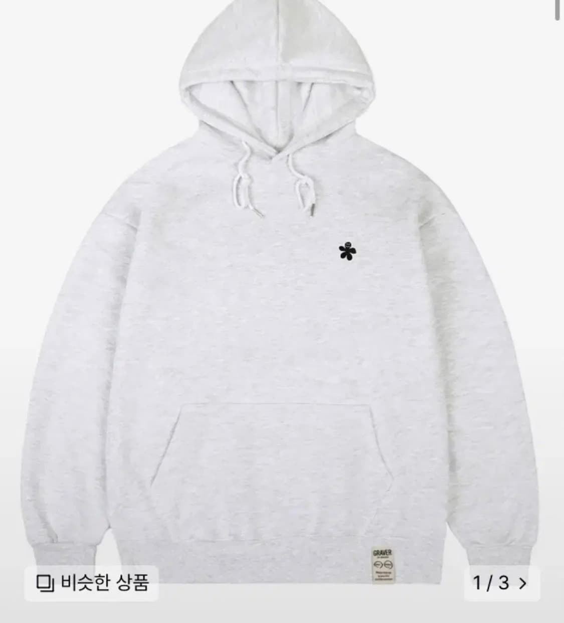 [그레이버] 블랙 오드플라워 자수 후드티_멜란지 화이트 상품이미지1