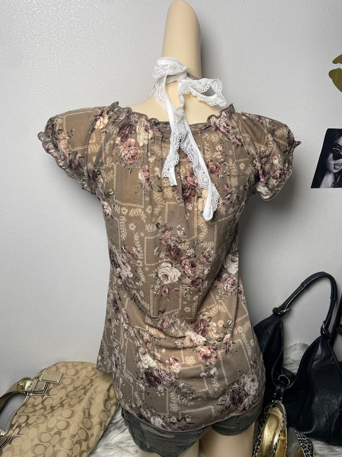 Brown Flower blouse 상품이미지4