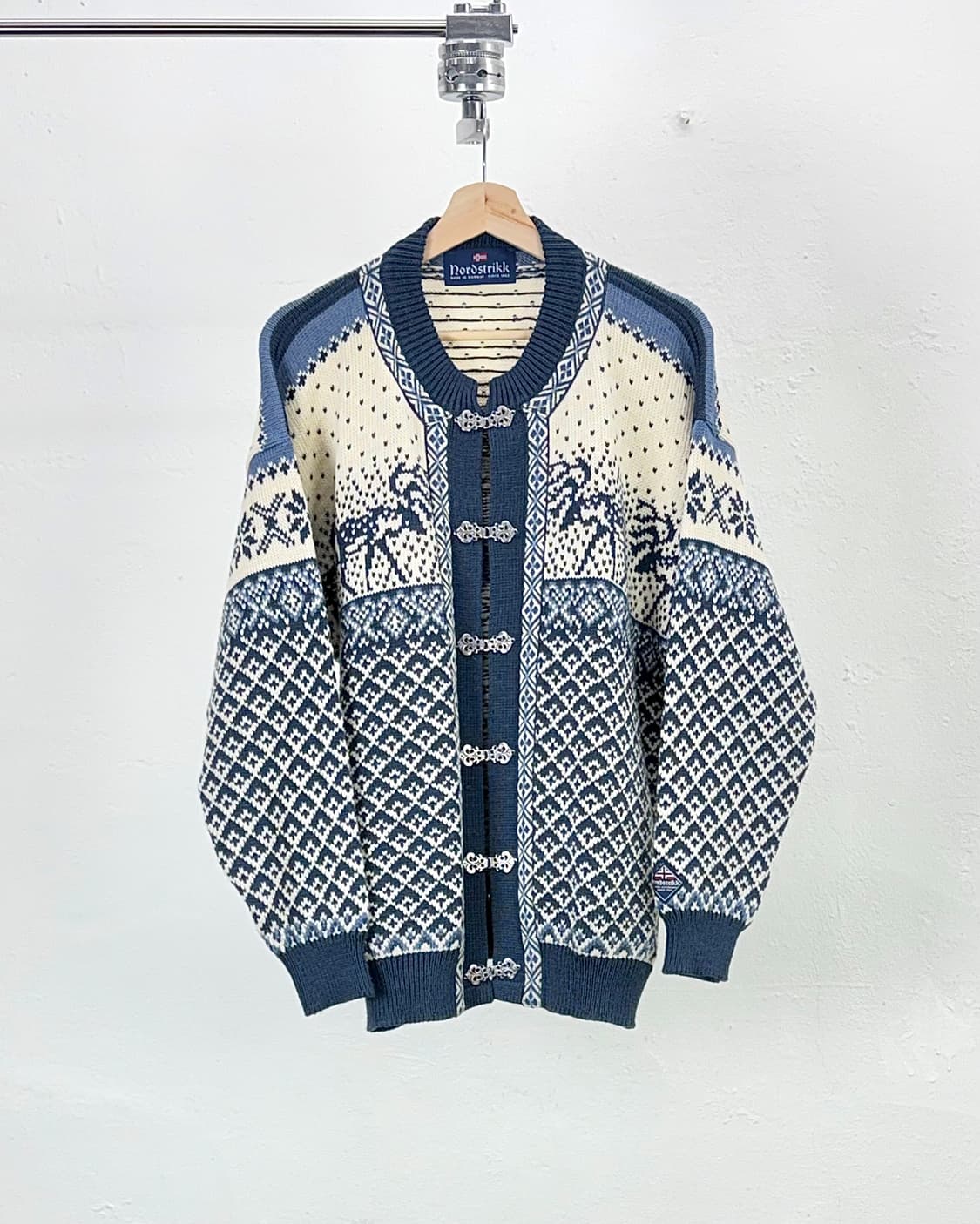 노르웨이 에스닉 앤티크 버진울 클래식 니트 가디건 상품이미지1