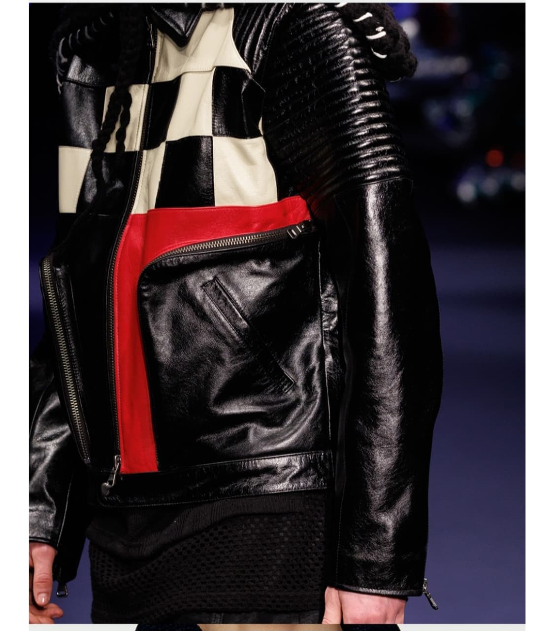 앤더슨벨  체커보드 패치워크 레더 바이커  자켓  상품이미지5