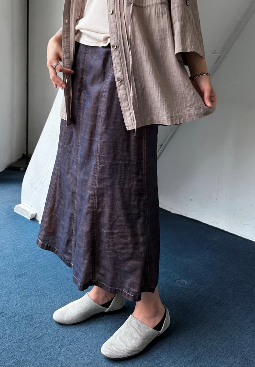 Sheer fabric layered design loose skirt 상품이미지8