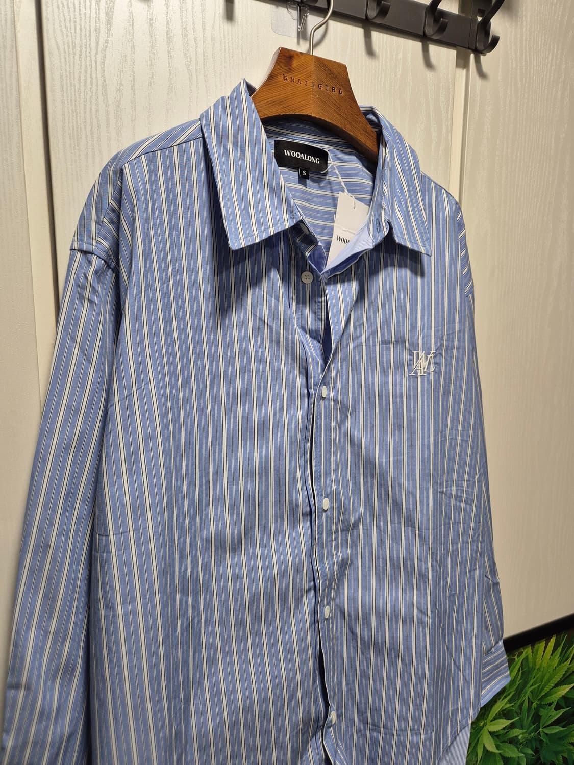 (세일)(새상품)우알롱 스트라이프 레이어드셔츠 블루 상품이미지8