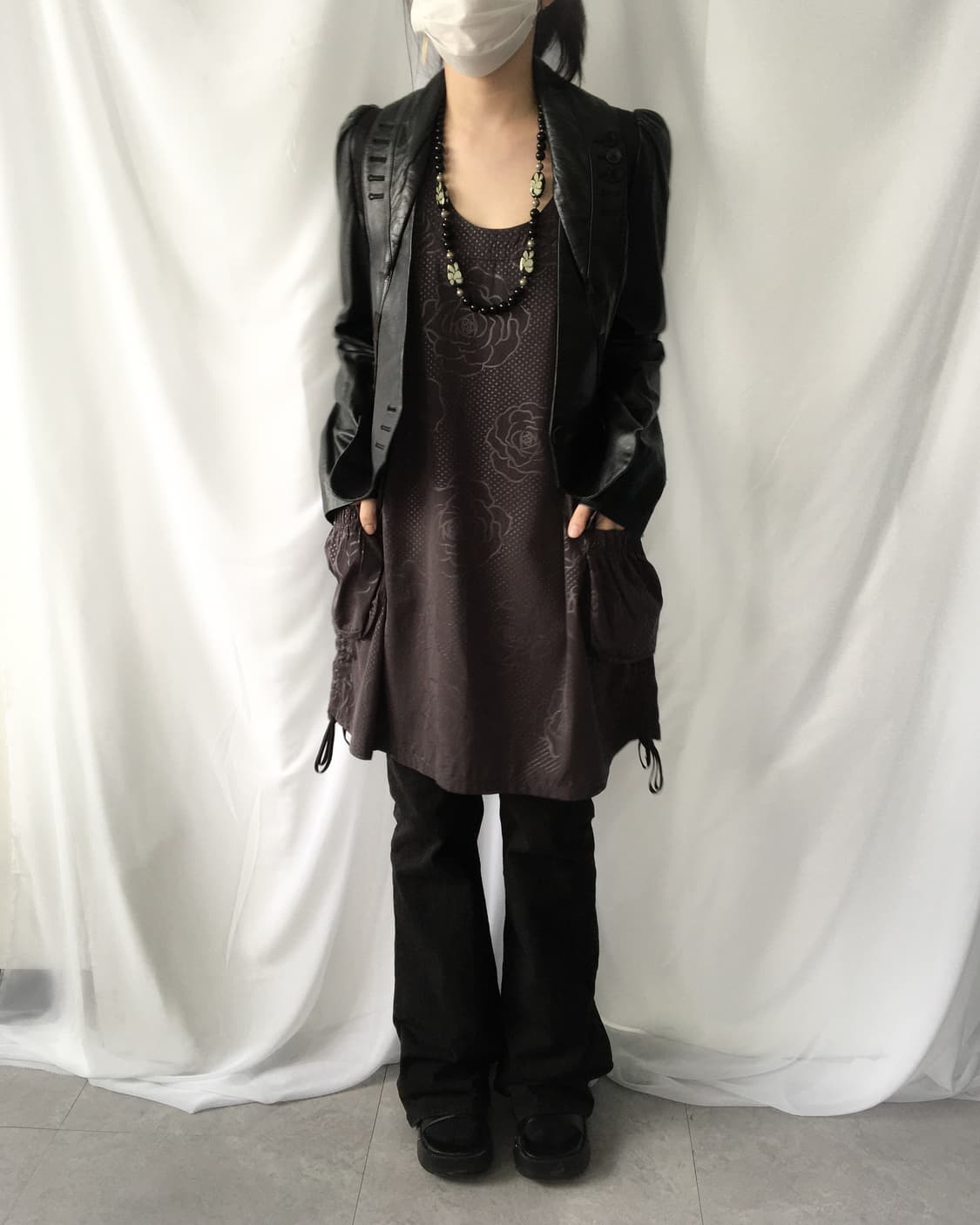 Flower pattern glossy sleeveless onepeic 상품이미지9