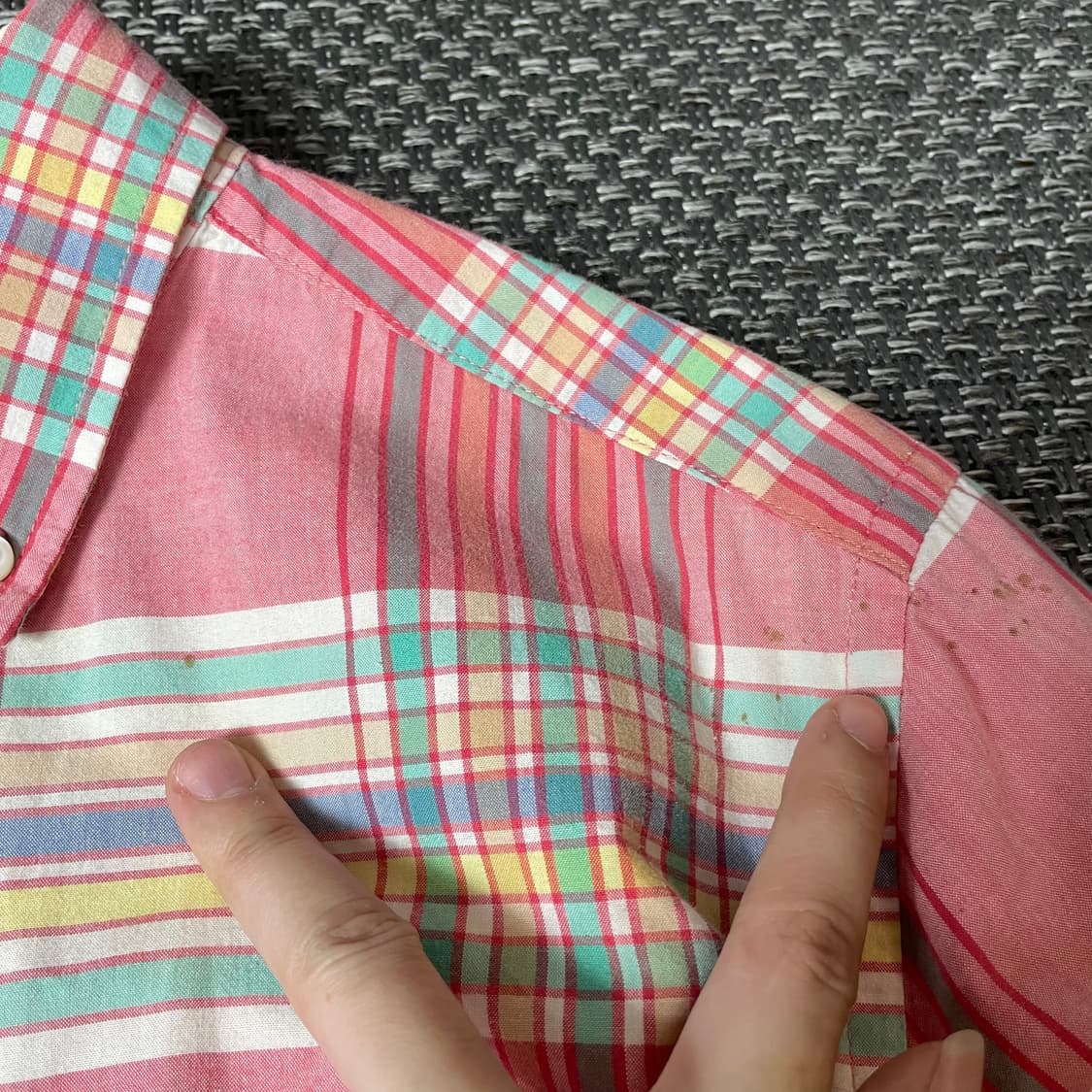 GAP 원포켓 코랄 핑크 체크 셔츠 S 상품이미지5