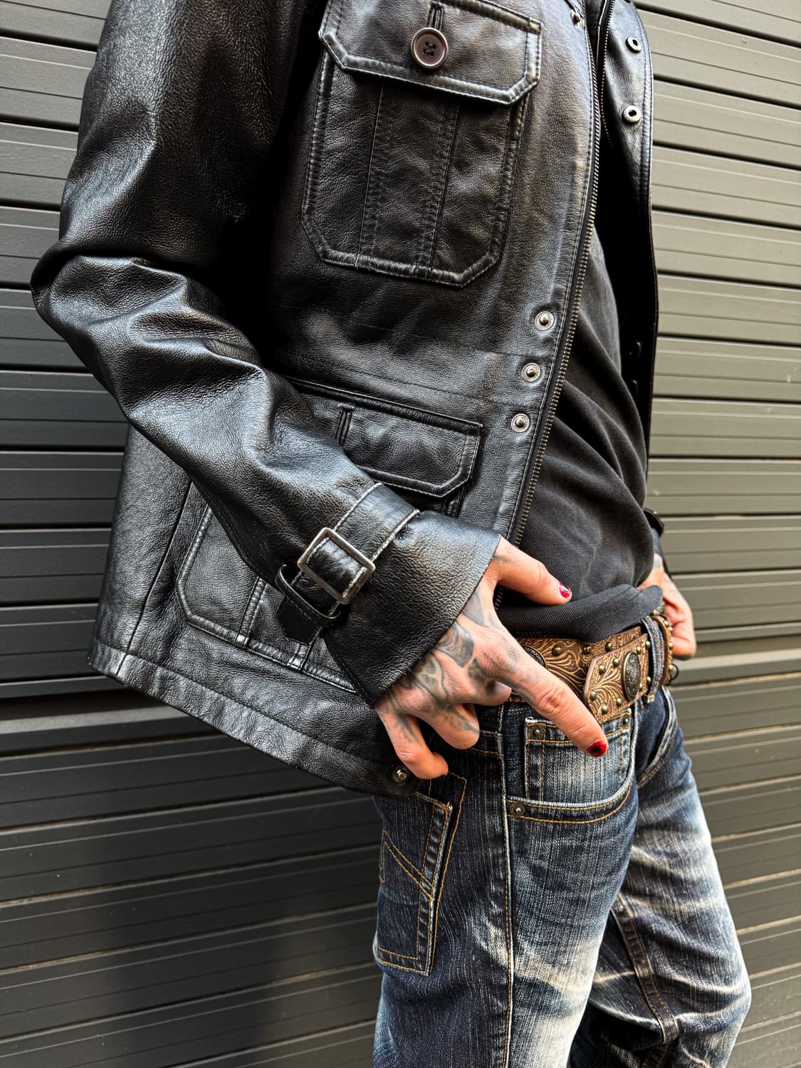 Japanese Multi Pocket Leather Jacket 상품이미지3