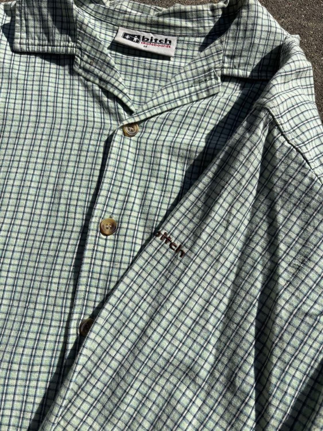 90s 비치 스케이트보드 그린 체크 셔츠 상품이미지3