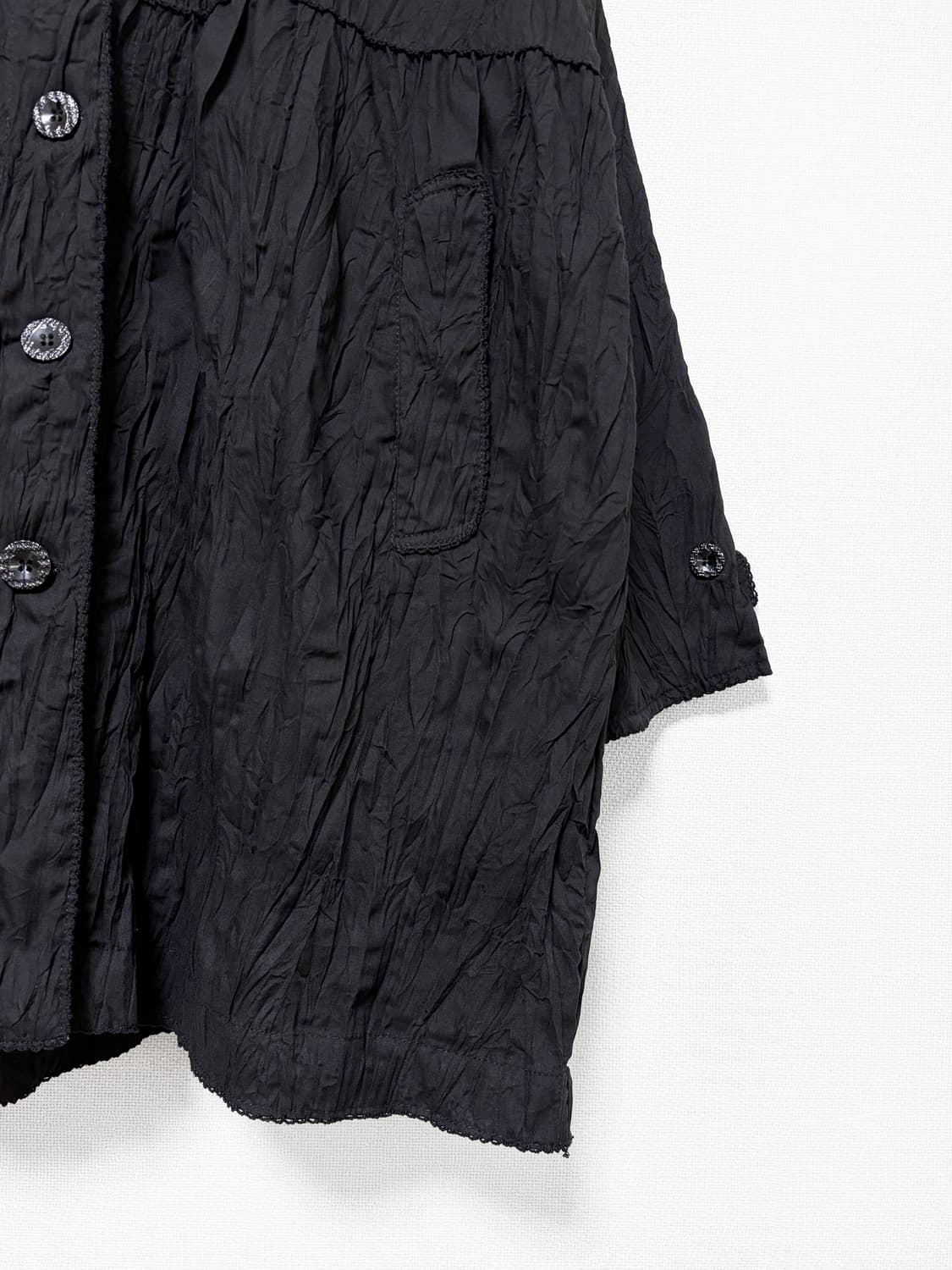 Crinkle Layered Hood Jacket – Black 상품이미지7