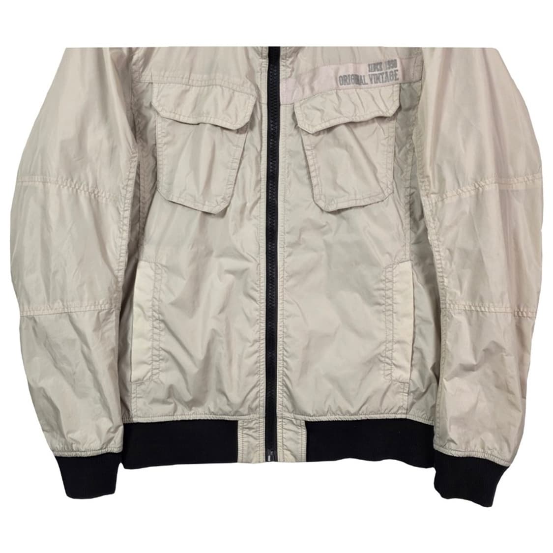 버커루 아이보리 나일론 립스탑 집업 블루종 M 상품이미지5