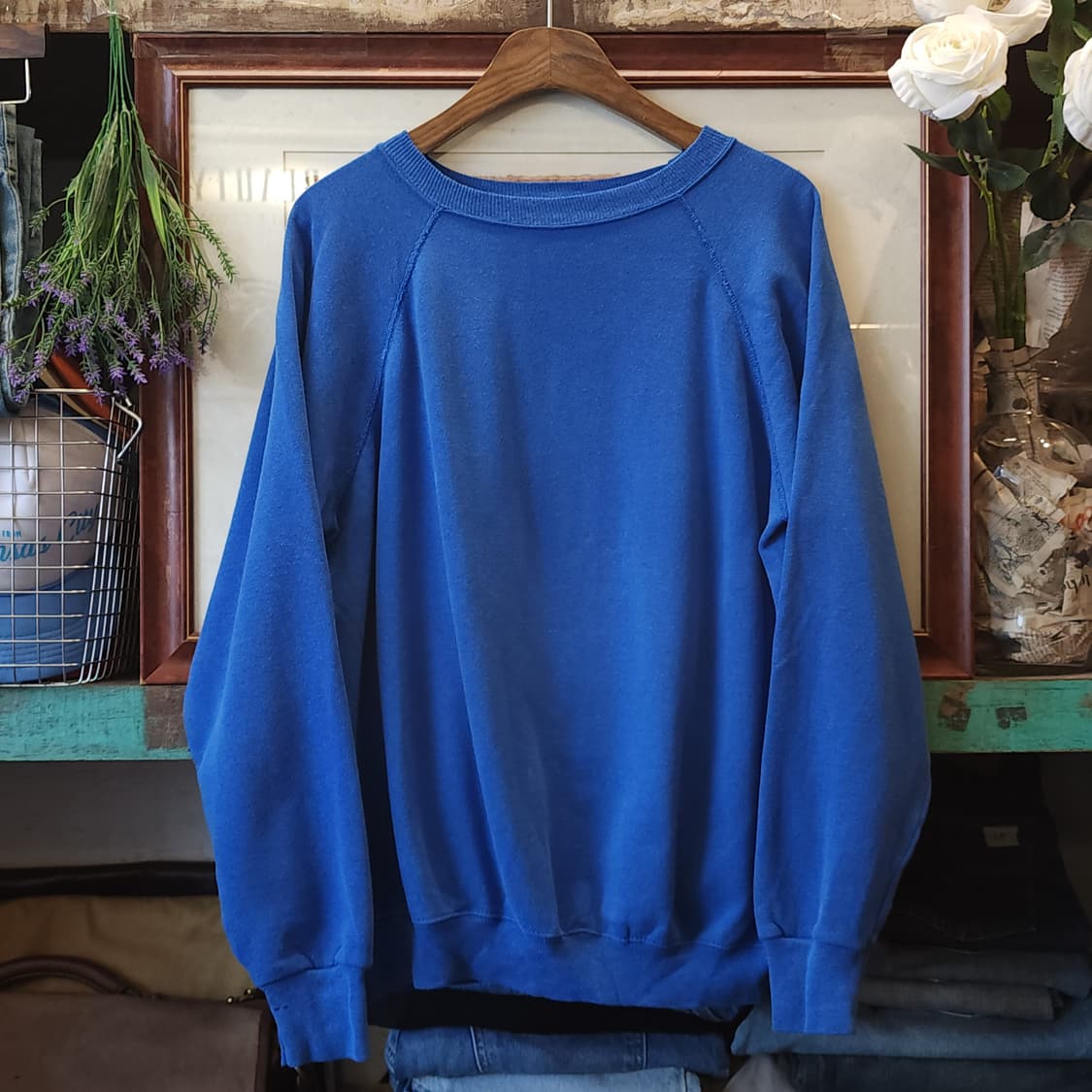 90s 헤인즈 빈티지 스웻셔츠 플레인 스웻셔츠 페이딩 블루 xl 상품이미지1