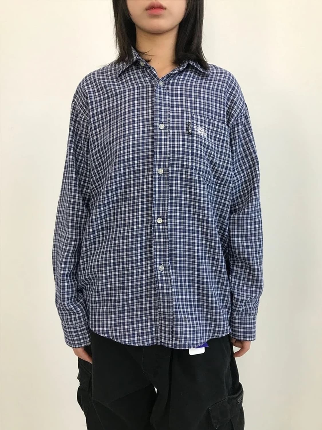 90’s Late Stussy Basic Check Shirt 상품이미지1