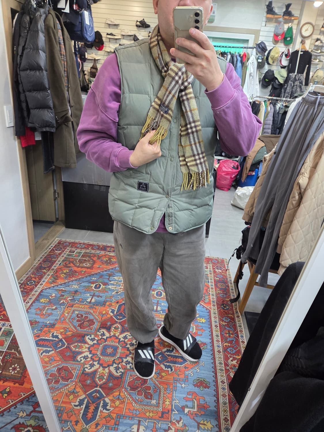 버버리 울 체크 목도리 대략 128cm 상품이미지7