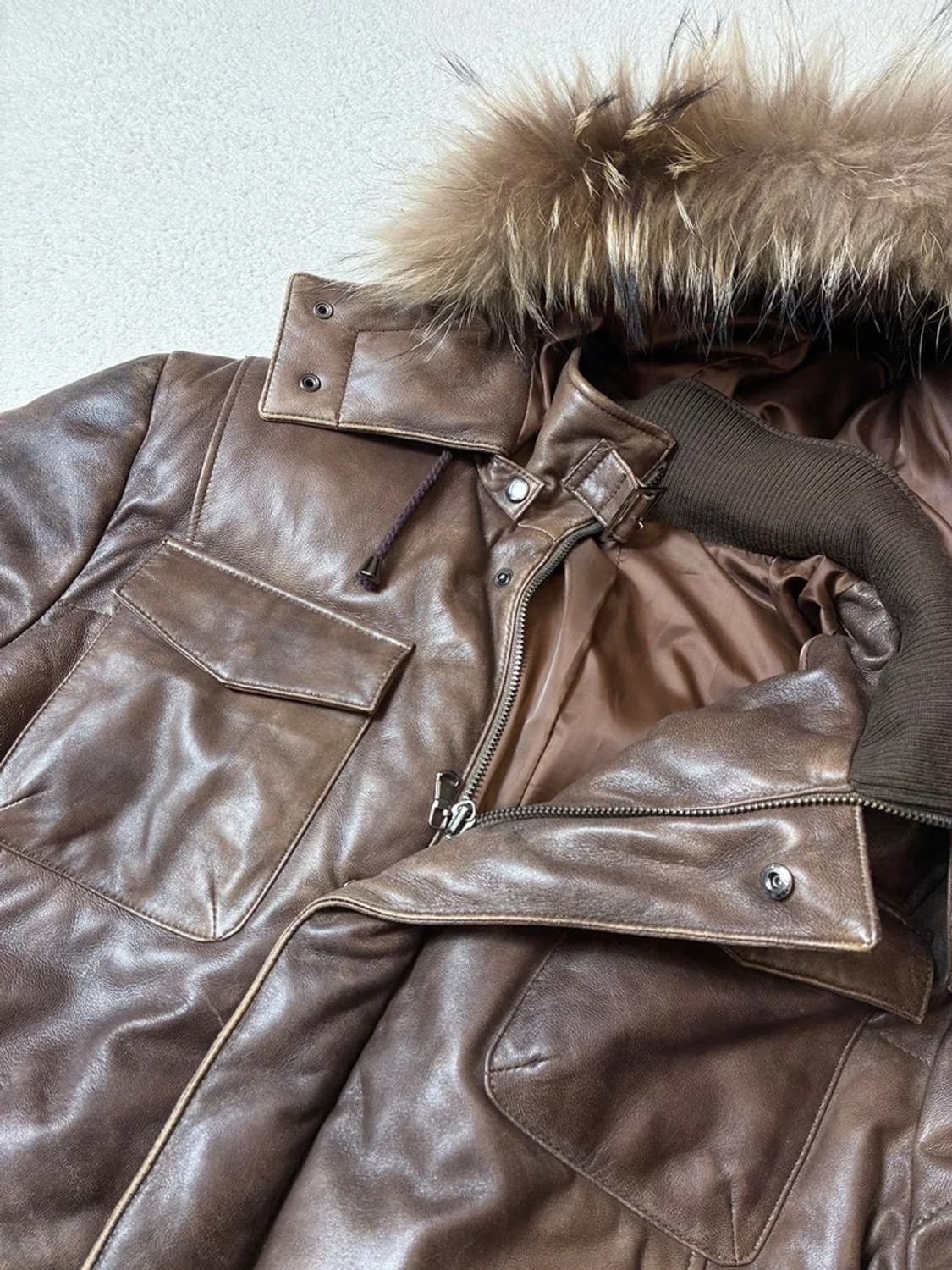 Selectede 00's 라쿤퍼 구스다운 양가죽 미디 패딩 PN7715 상품이미지3