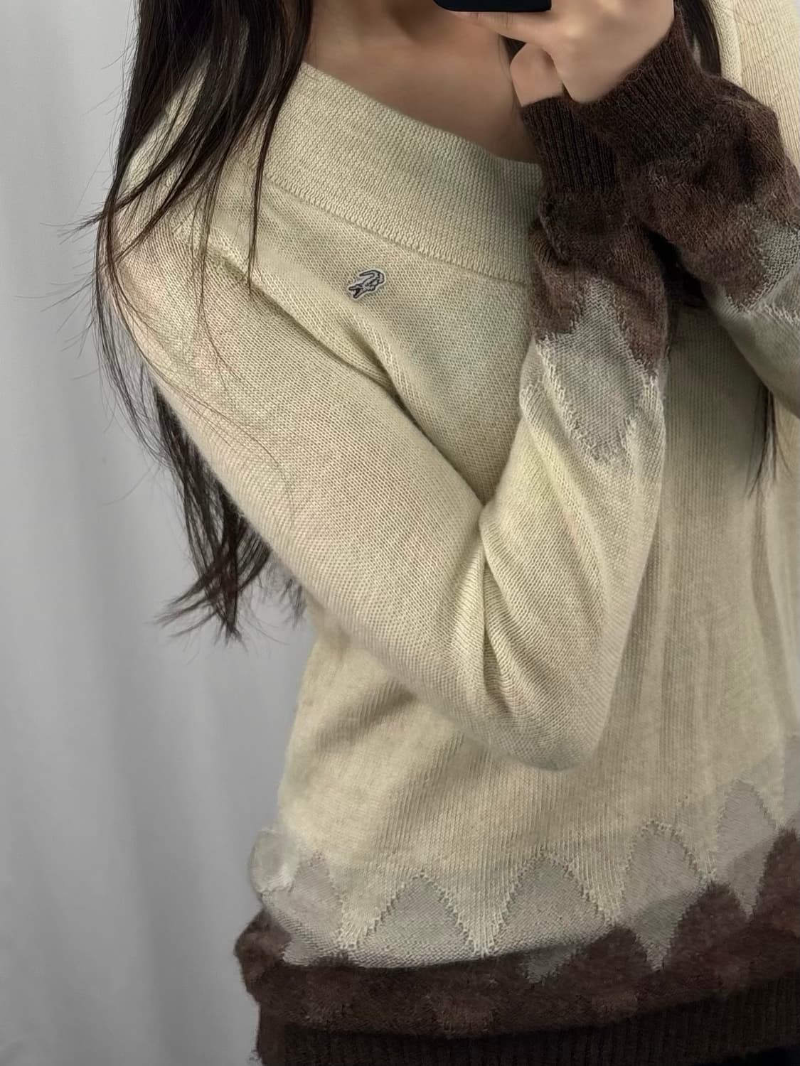 라코스테 베이지 그라데이션 니트 상품이미지1