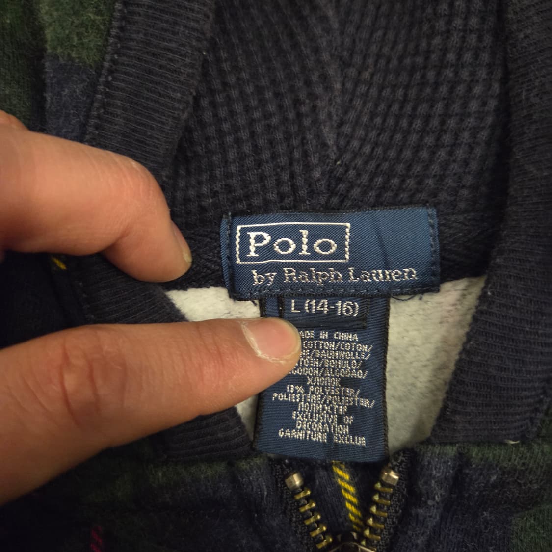 폴로 빅포니 블랙와치 후드집업 보이즈 L 치프키프 상품이미지3