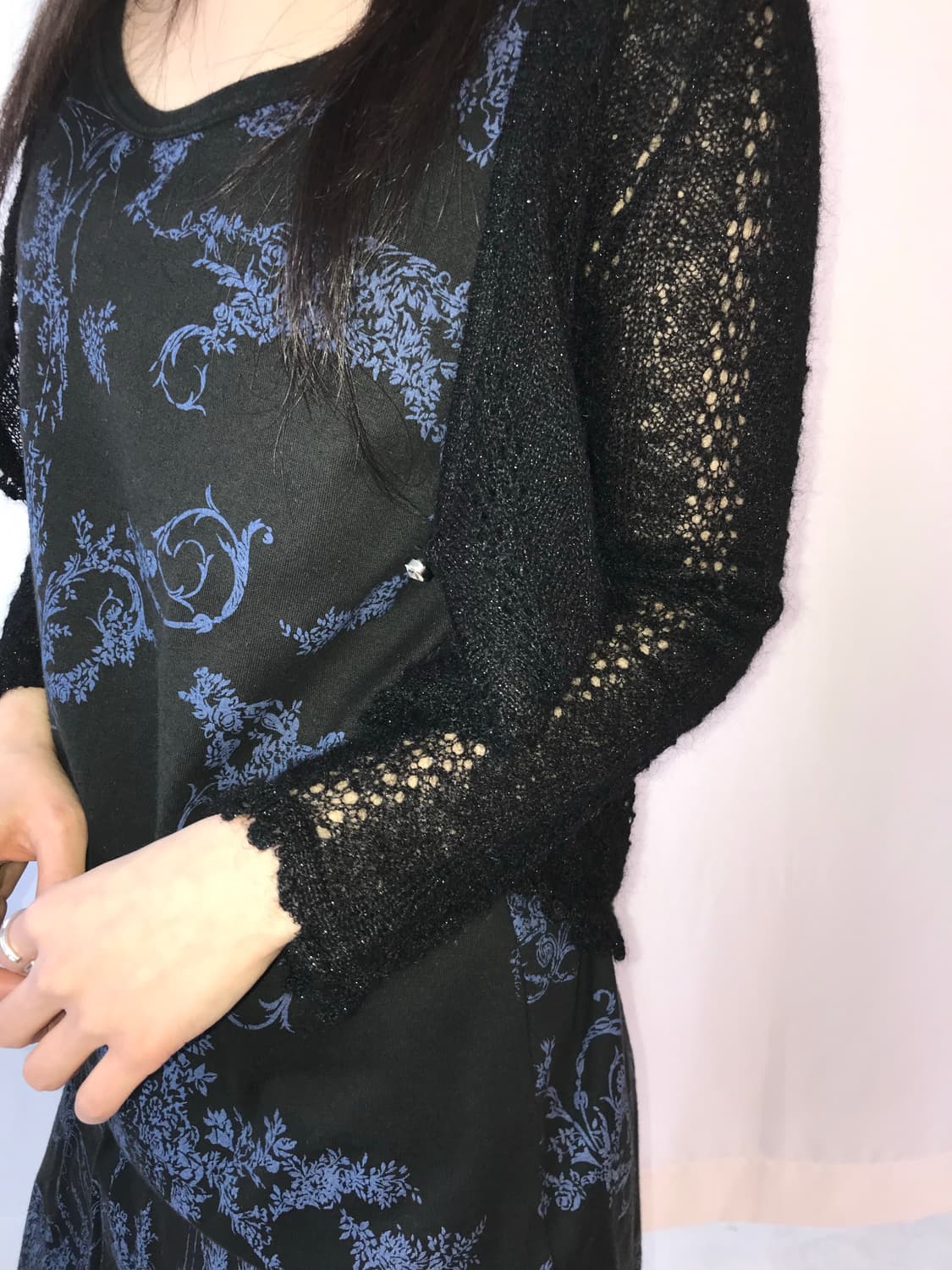 Kumikyoku 블랙 펄 니트 가디건 상품이미지2