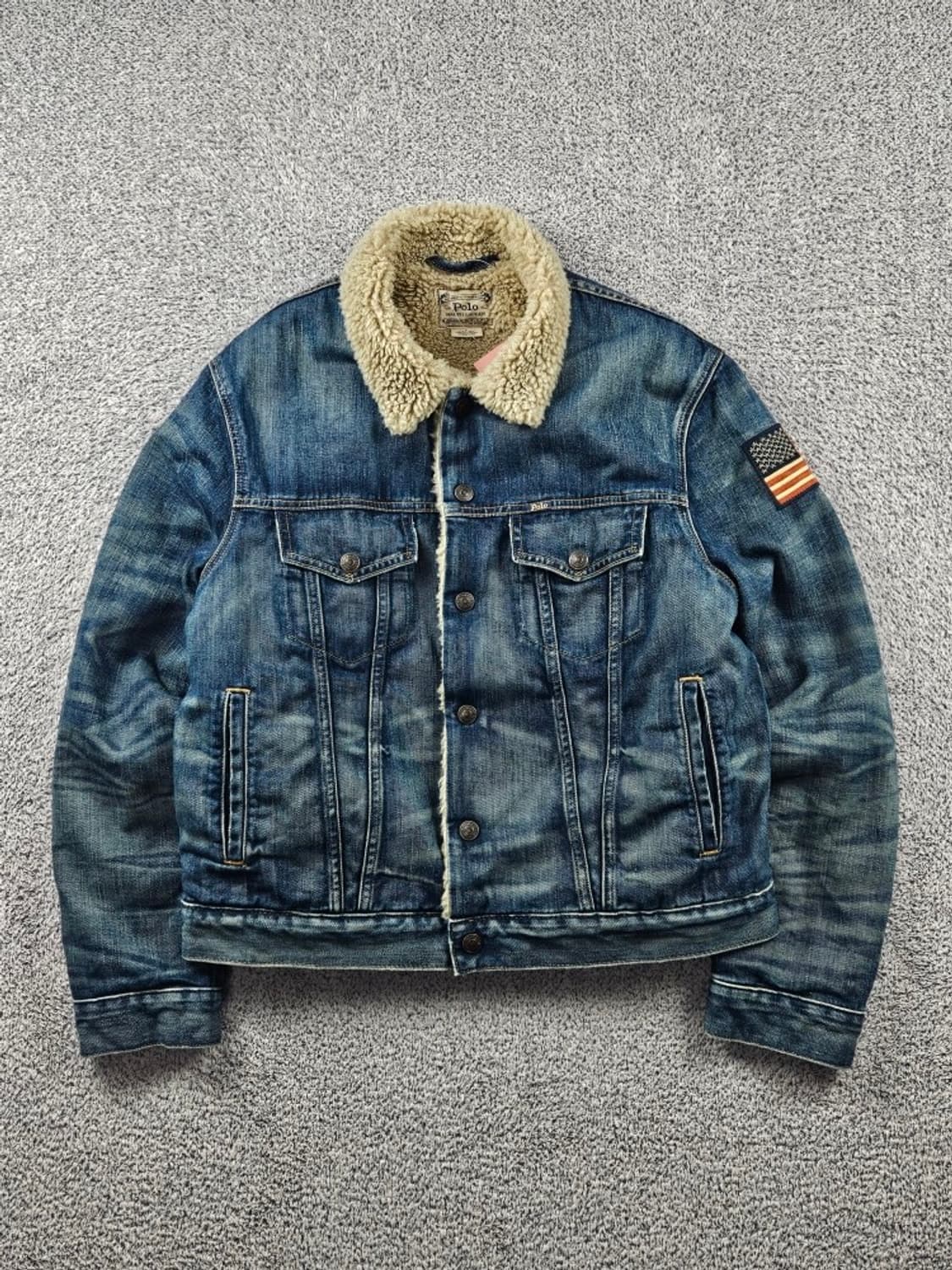 폴로랄프로렌 성조기 패치 쉐르파 데님 트러커 자켓 ( M )/ 10807 상품이미지1
