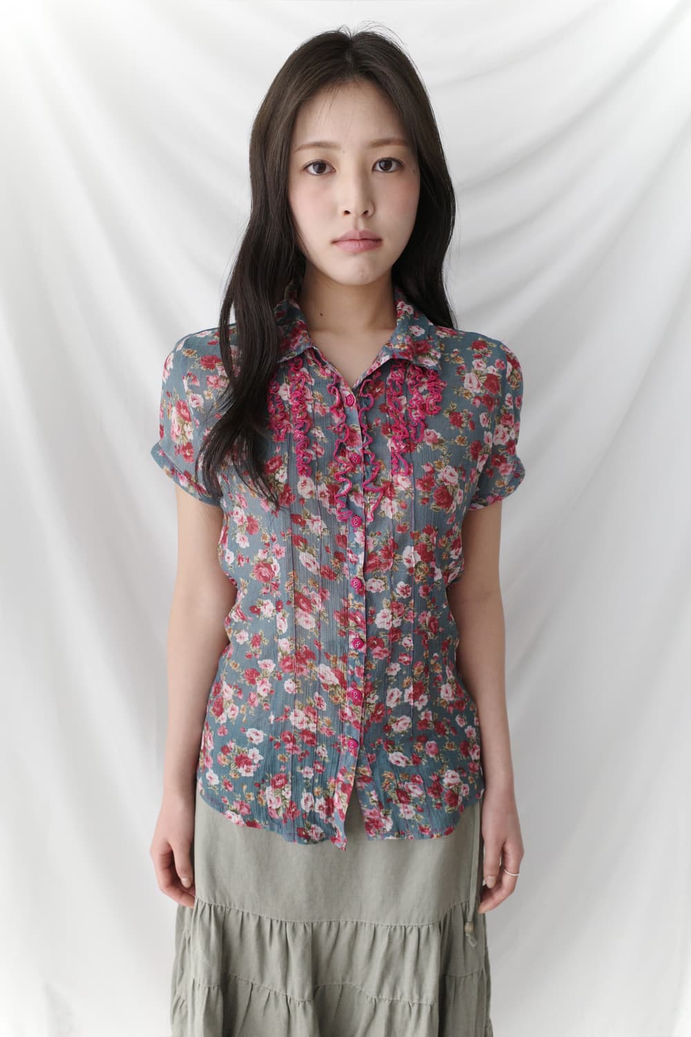 flower frill half shirt 상품이미지5