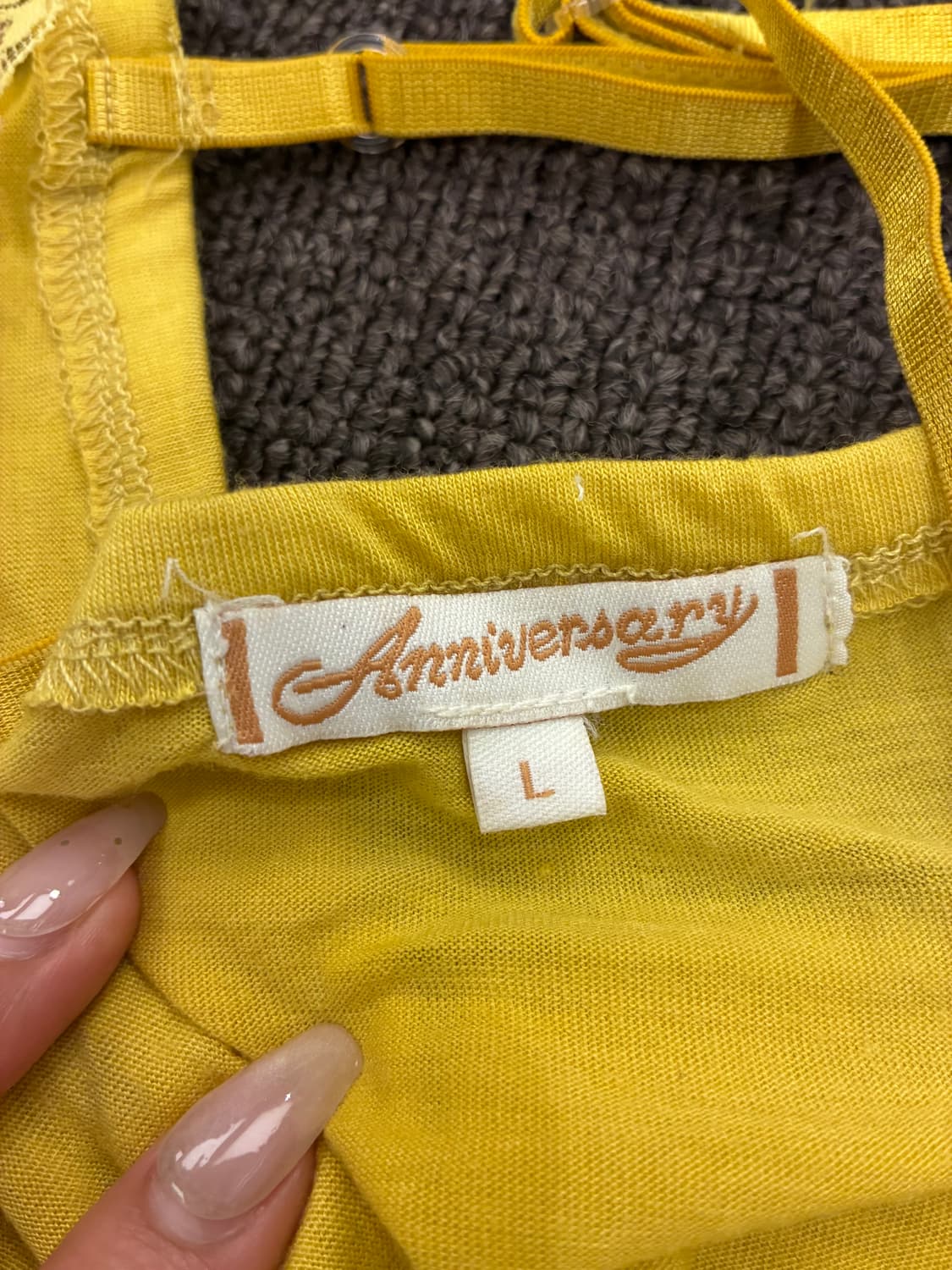L)Japanese vintage 여성 스터드 레이스 디테일 옐로우 나시 상품이미지4