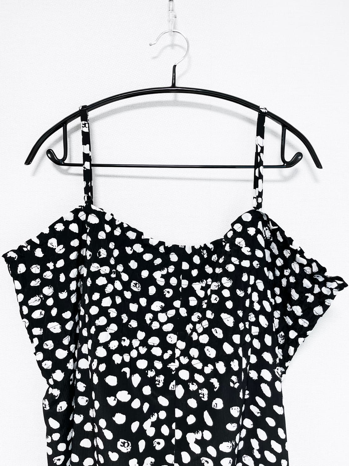Abstract Dot Shirring Long Dress - Black 상품이미지5