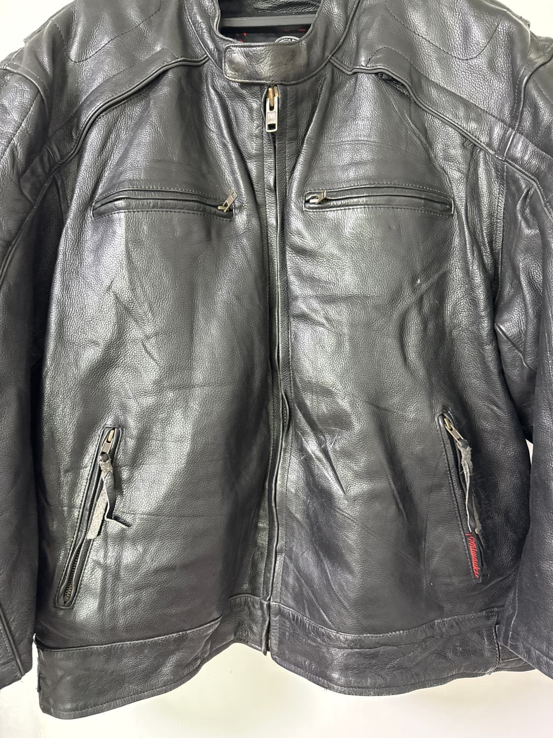 빈티지 소가죽 칸예핏 오버사즈 바이커자켓 상품이미지5