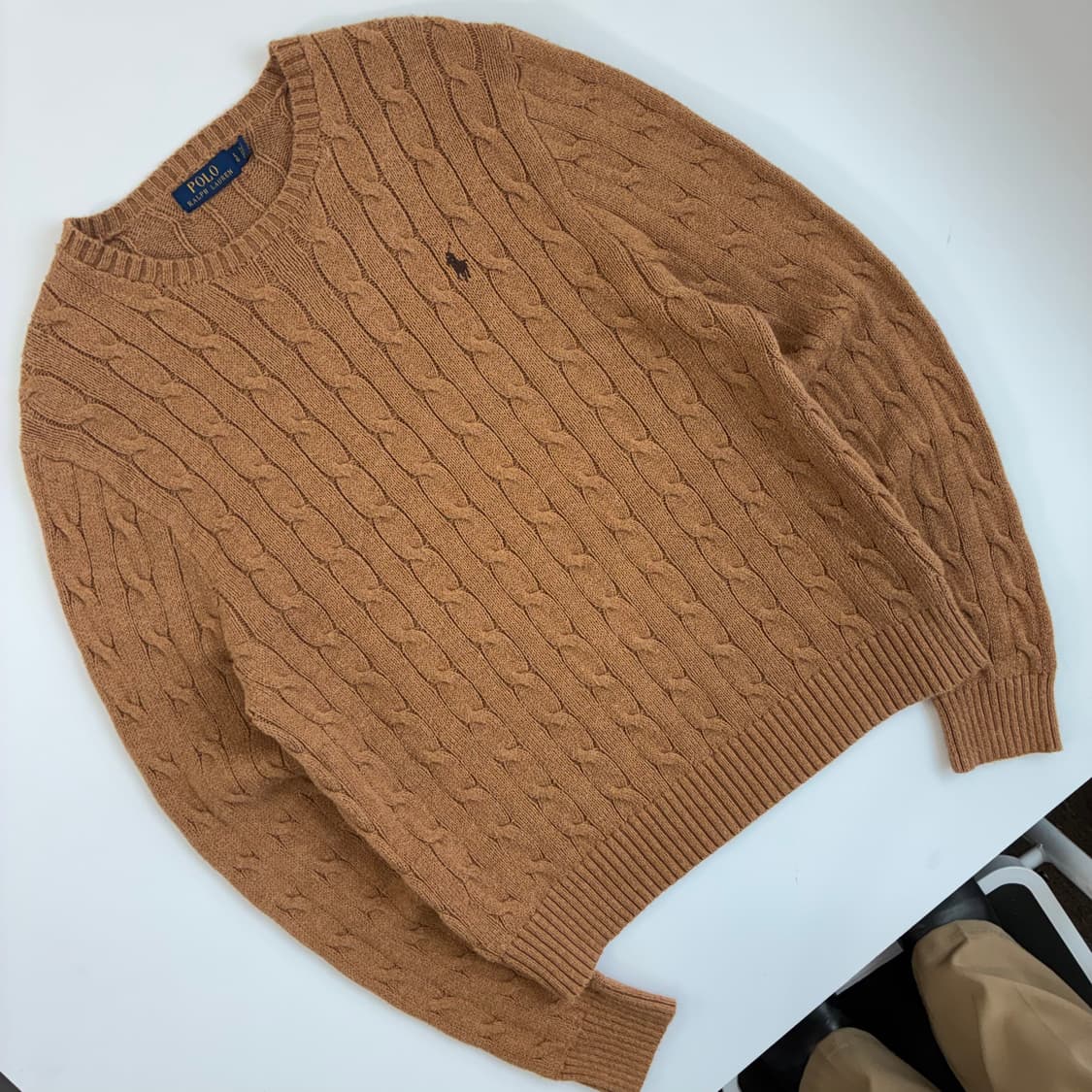 Polo 폴로 랄프로렌 브라운베이지 케이블 라운드 니트 상품이미지2