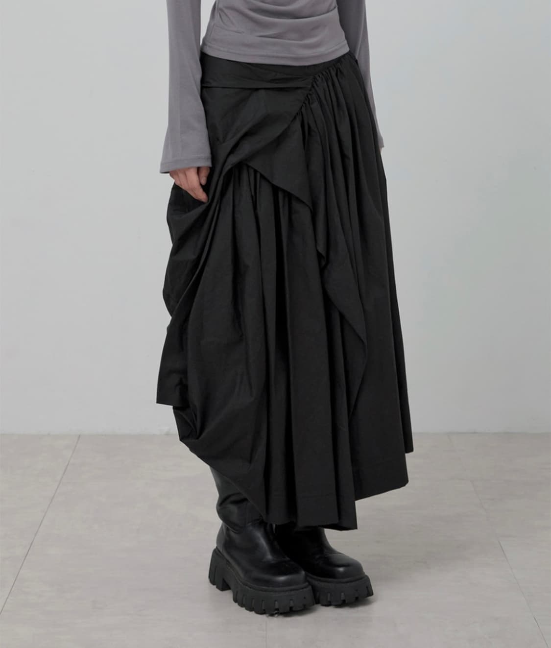 Asymmetrical Draped Layered long skirt 상품이미지1