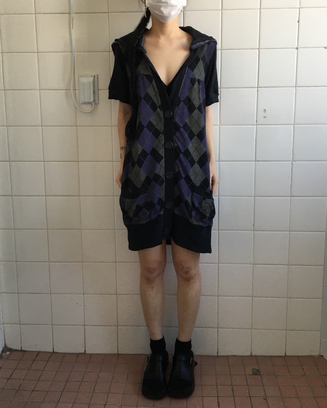 Argyle pattern hood cardigan 상품이미지6