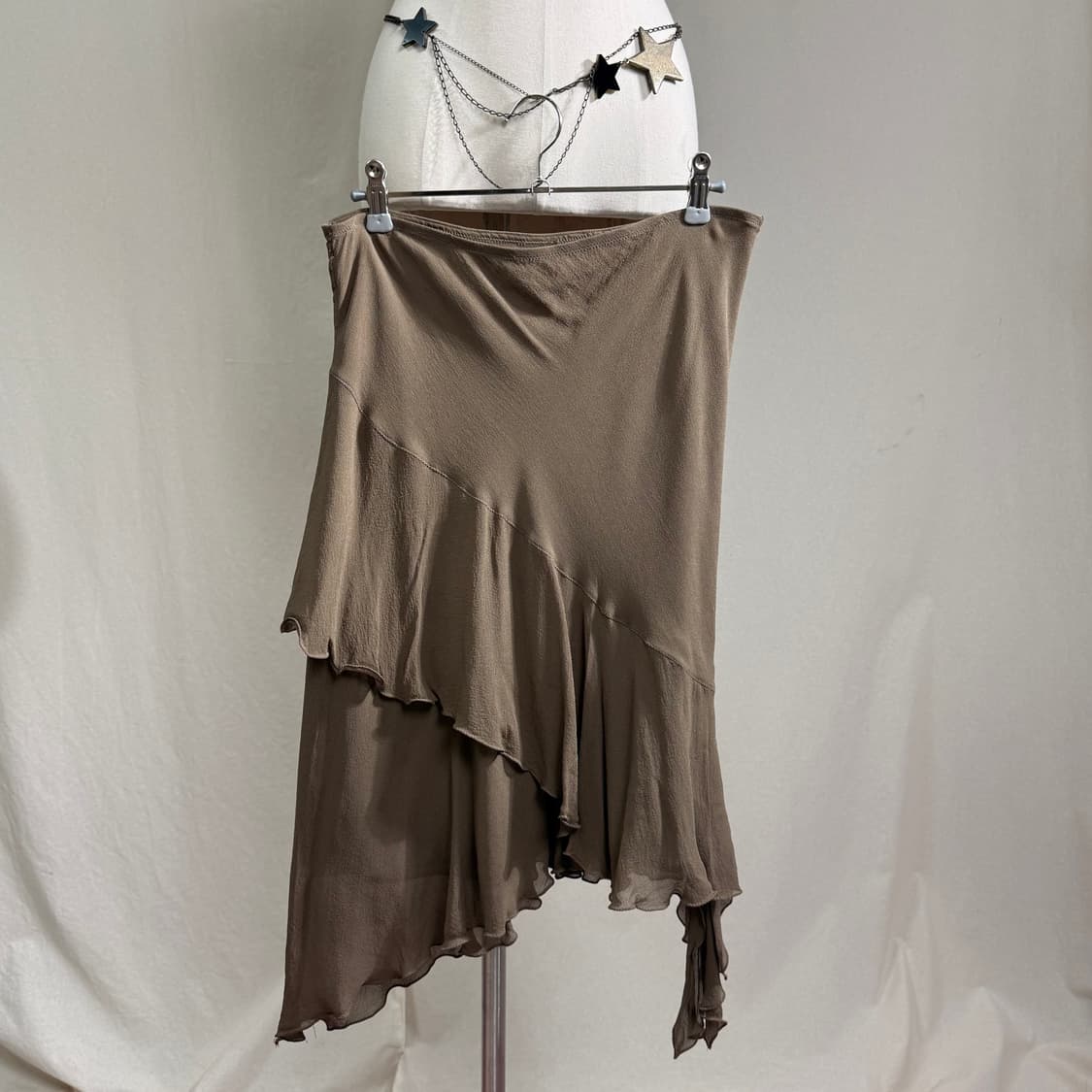Studio M 실크 100% 러플 레이어드 스커트 상품이미지1