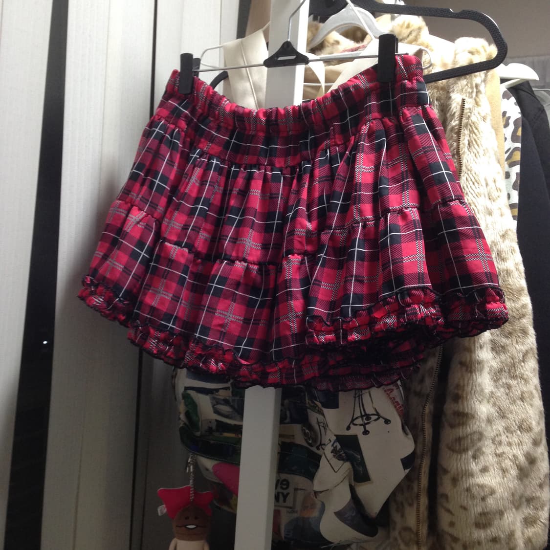 갸루 빈티지 쉬폰 체크 튜튜 캉캉 스커트 미니스커트 치마 상품이미지1