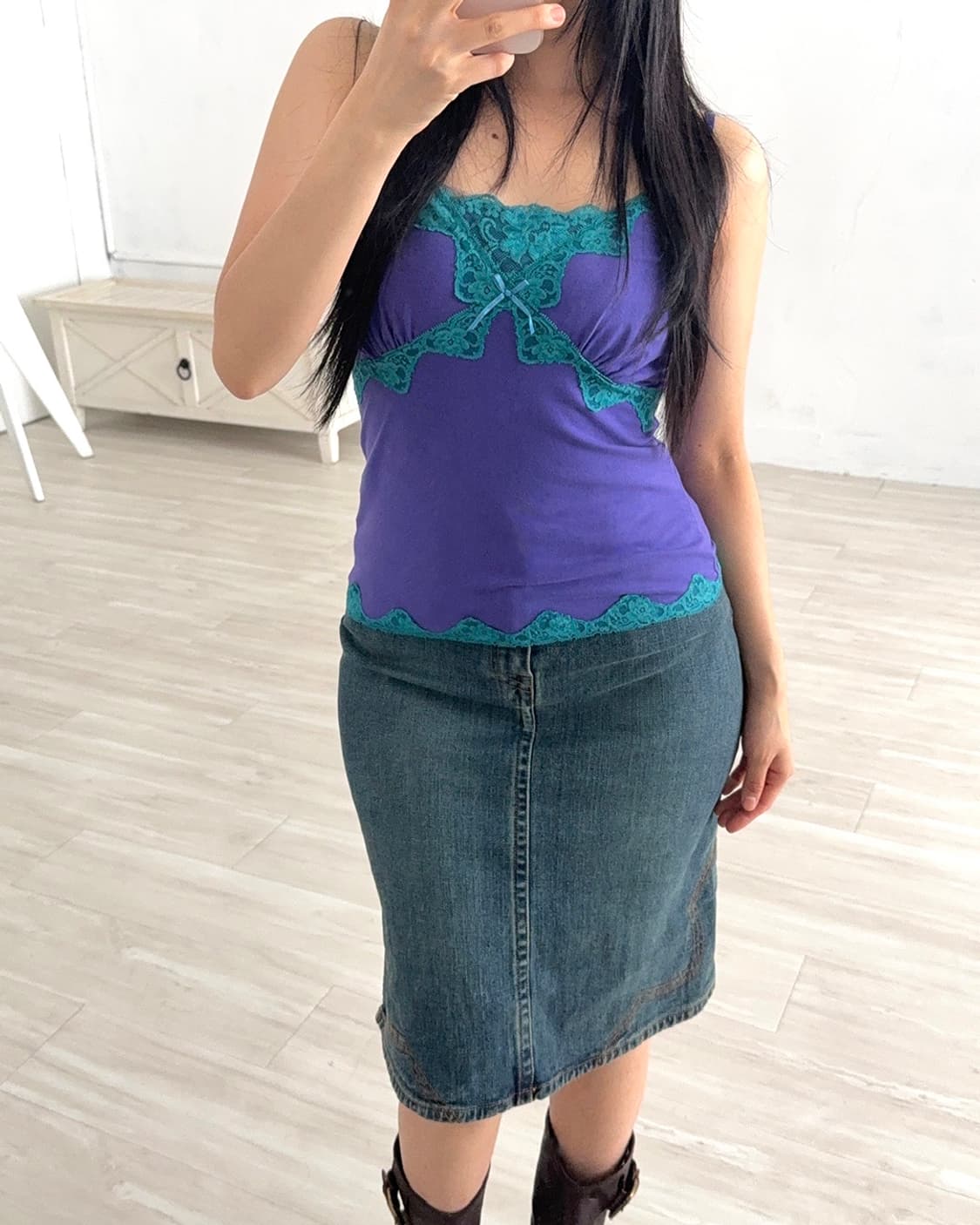Stitch Detail Denim Midi Skirt(새상품) 상품이미지2