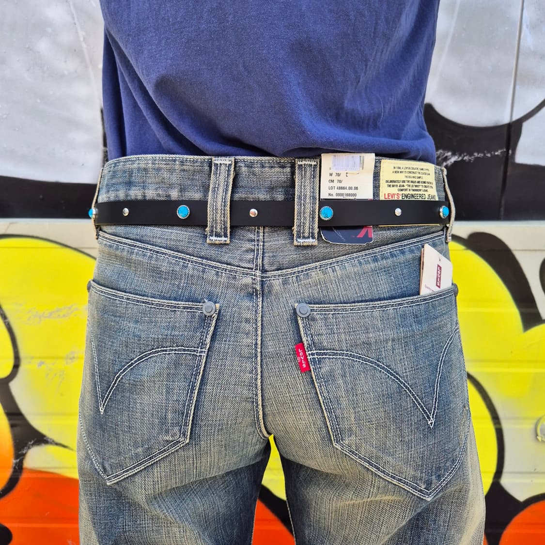 Levi's) 00s 리바이스 터키석 스터드 레더 벨트 상품이미지9