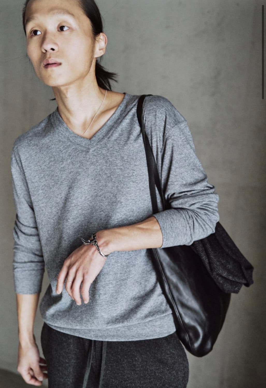 모노프리페 텍스쳐드 브이넥니트 그레이 2사이즈 상품이미지2