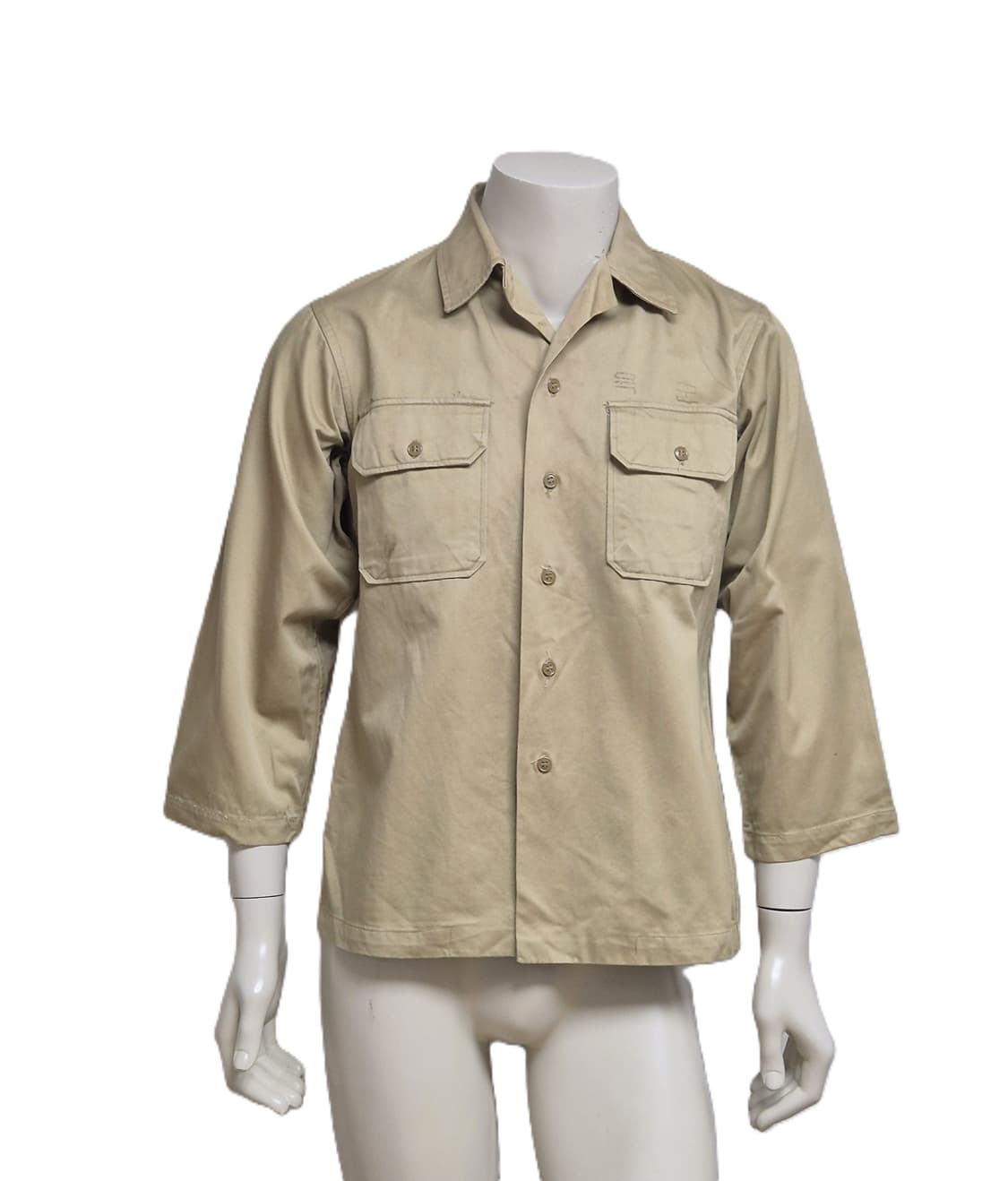 육군 구형 정복 전투복 상의 카키 긴팔 카라티 셔츠 남방 (S) 상품이미지1