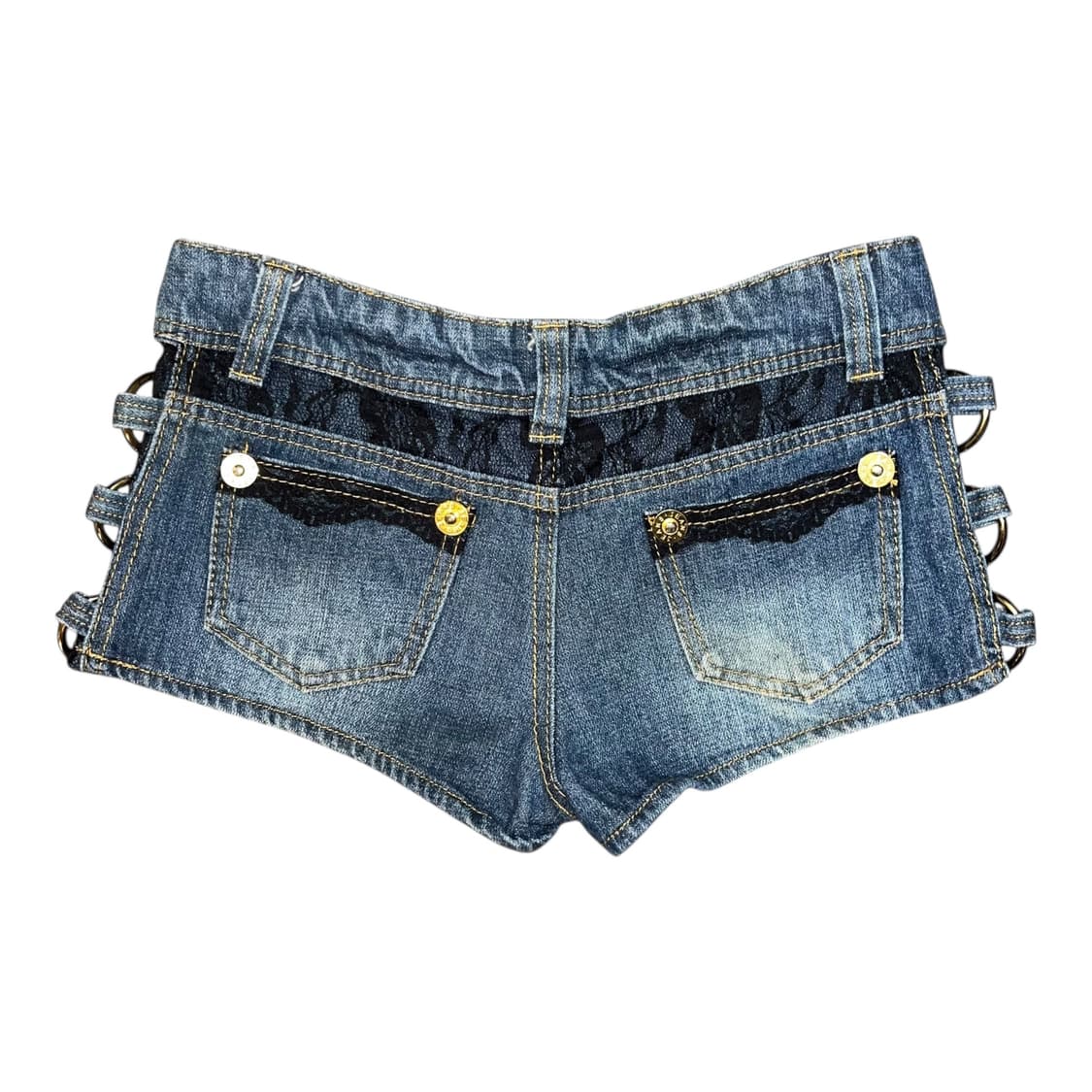 Skinny Lip 스키니립 레이스 사이드 링 데님숏팬츠 갸루y2k펑크 상품이미지3