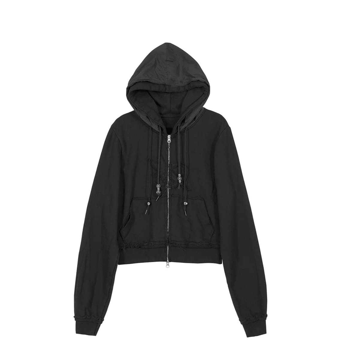 플레어업 레이어드 후드집업 블랙 1사이즈 상품이미지1