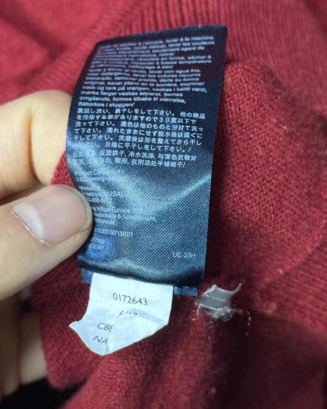 타미 힐피거 버건디 브이넥 니트 스웨터 V넥 피마 코튼 캐시미어 M 95 상품이미지6