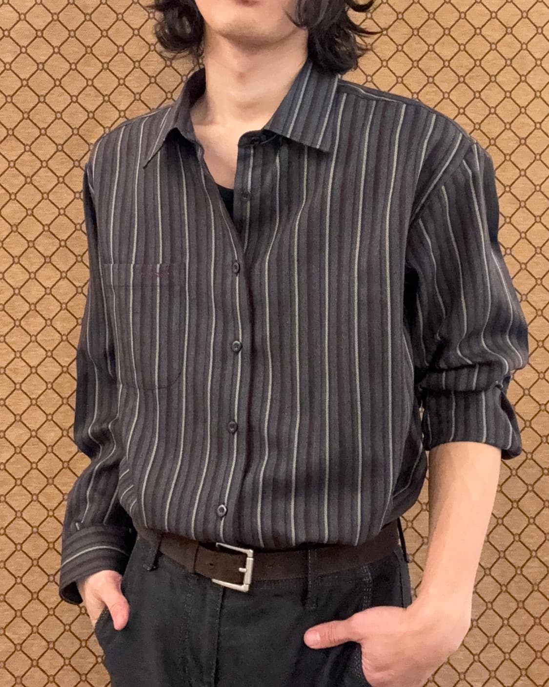 챠콜 빈티지 스트라이프 셔츠 상품이미지3