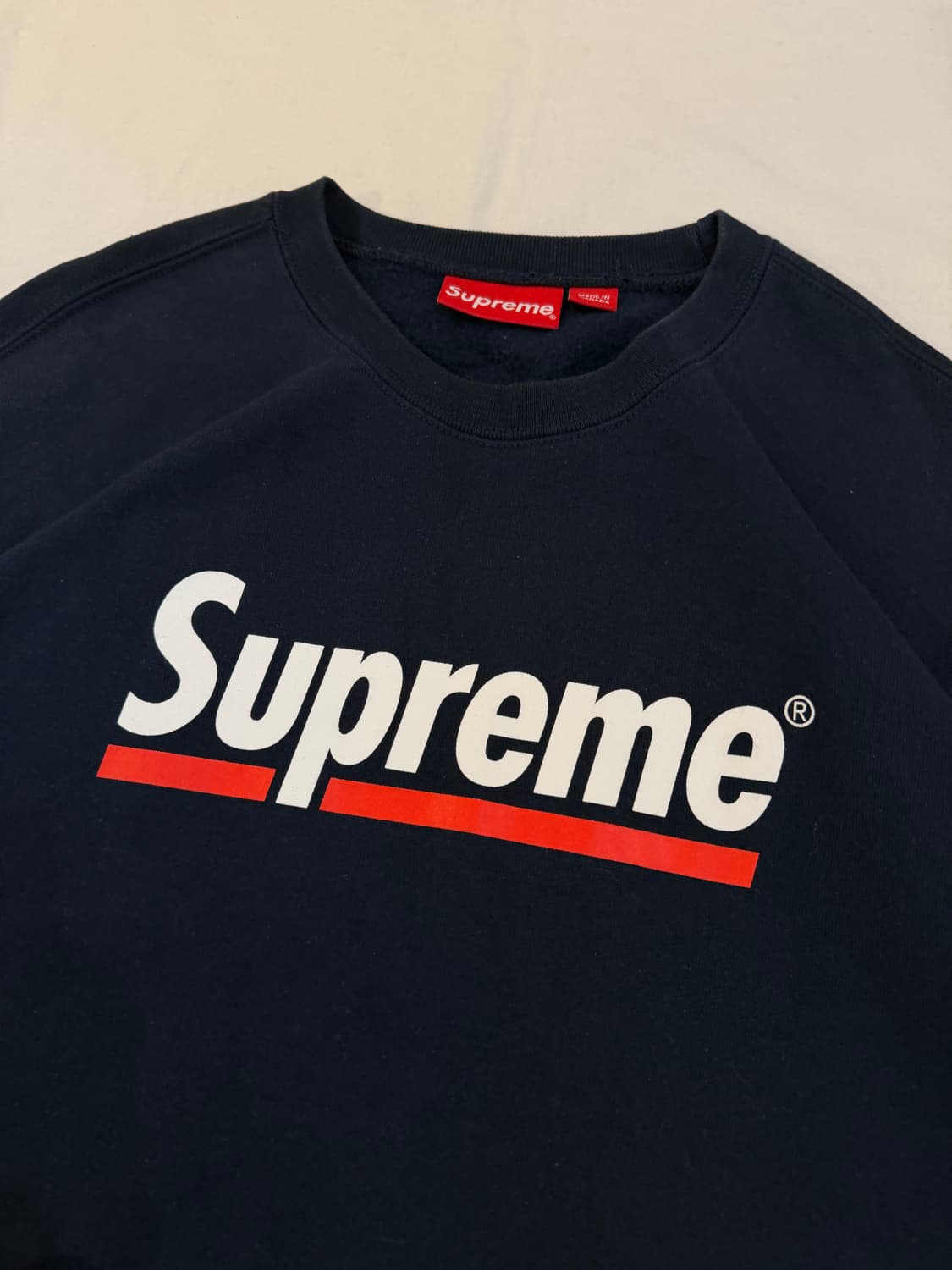 20SS 슈프림 언더라인 크루넥 맨투맨 네이비 상품이미지2
