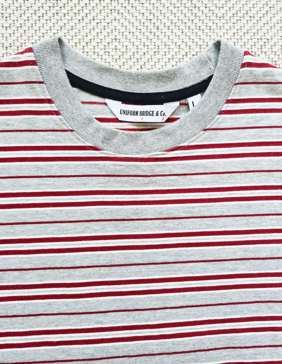 유니폼브릿지 헤비코튼 크루넥 스트라이프 반팔티 L  상품이미지3